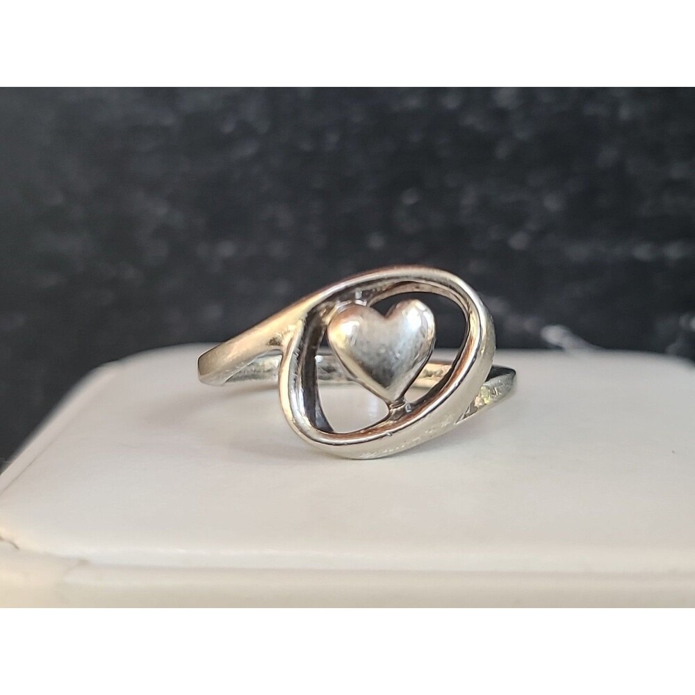 925 Sterling Silver Heart Ring, Size US 6.25, Vintage